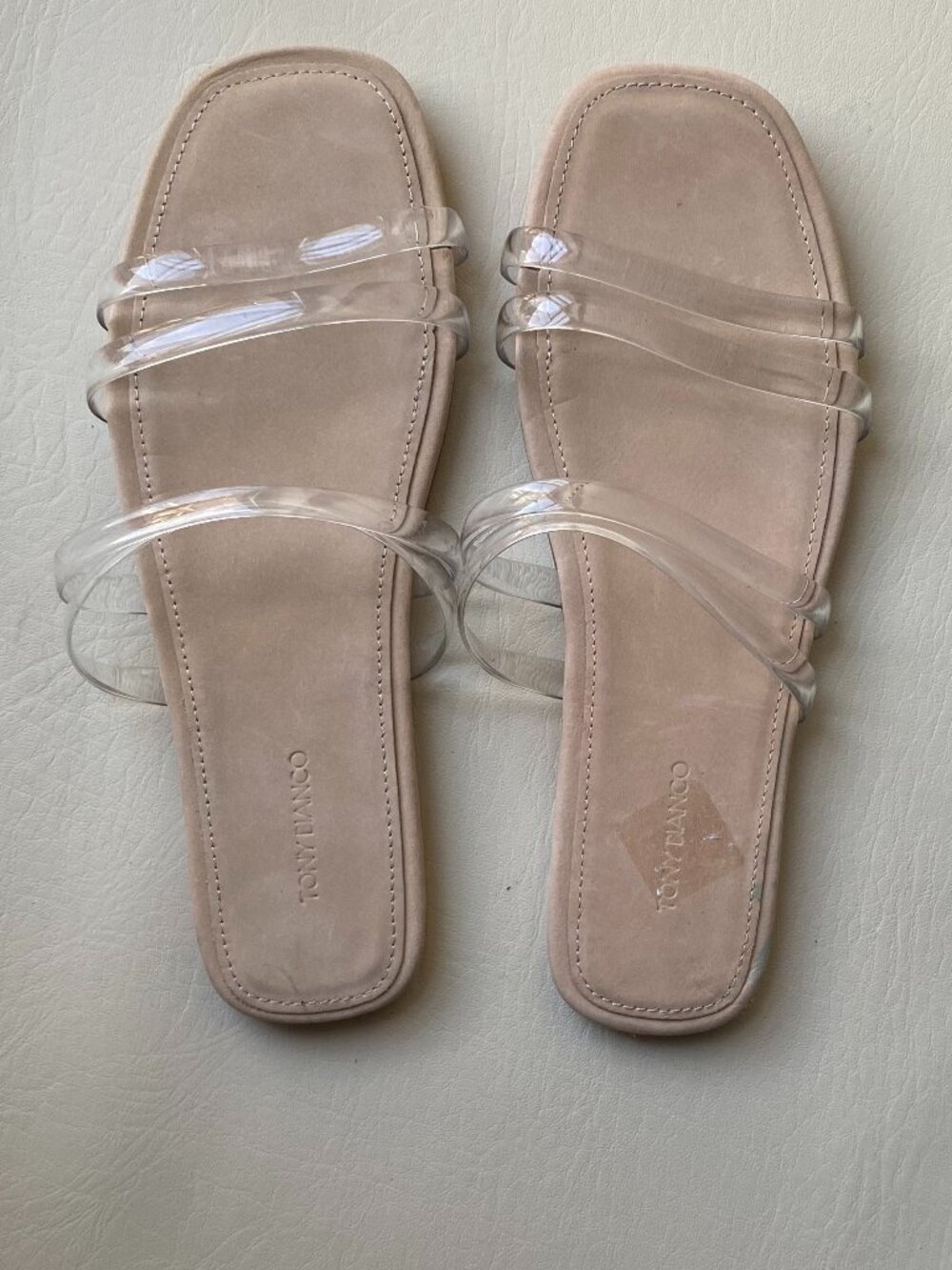 Tony Bianco Posch Slide Sandals Size 6.5 Clear Strap Flat Sandals